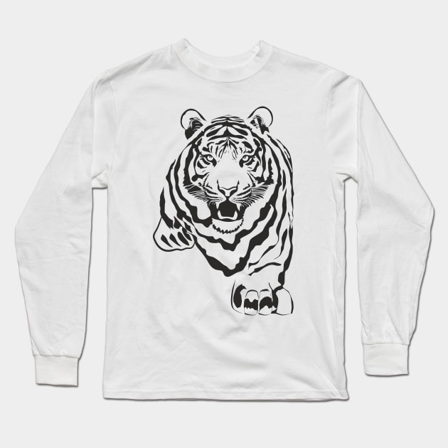 Tiger (black print) Long Sleeve T-Shirt by aceofspace